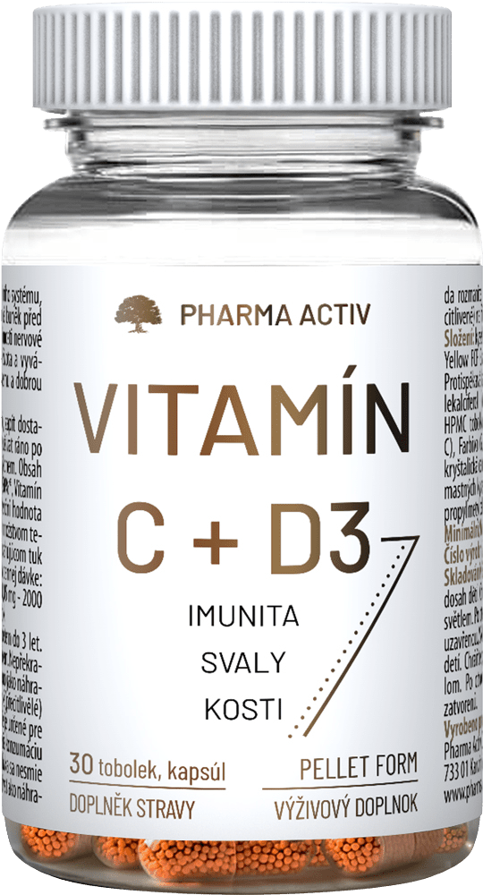 PHARMA ACTIV Vitamín C+ D3 30 tobolek