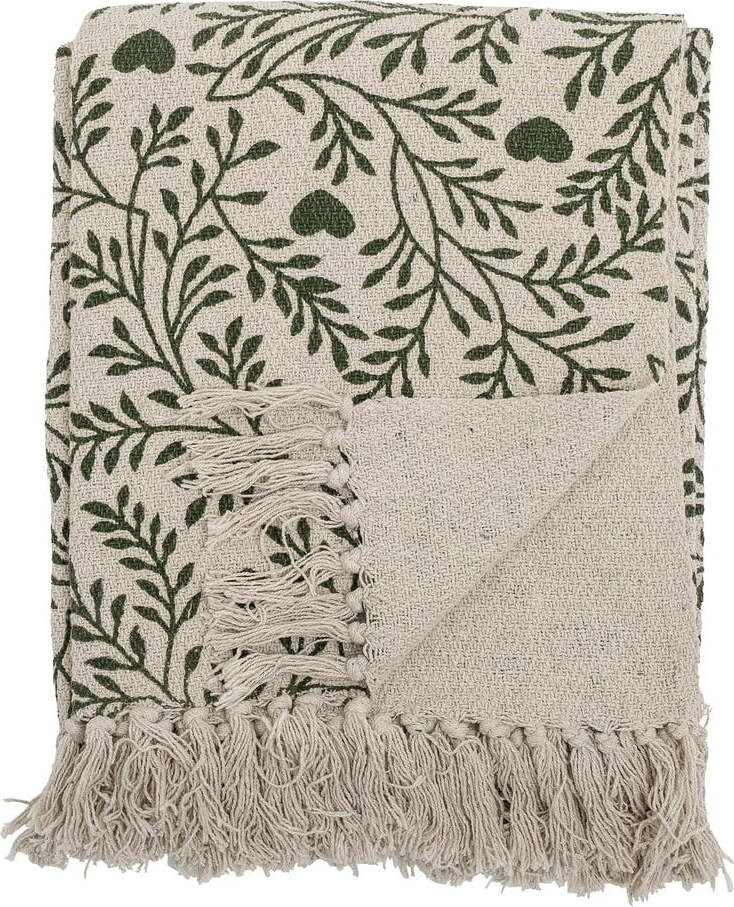Zeleno-krémová deka 130x160 cm Maribelle – Bloomingville