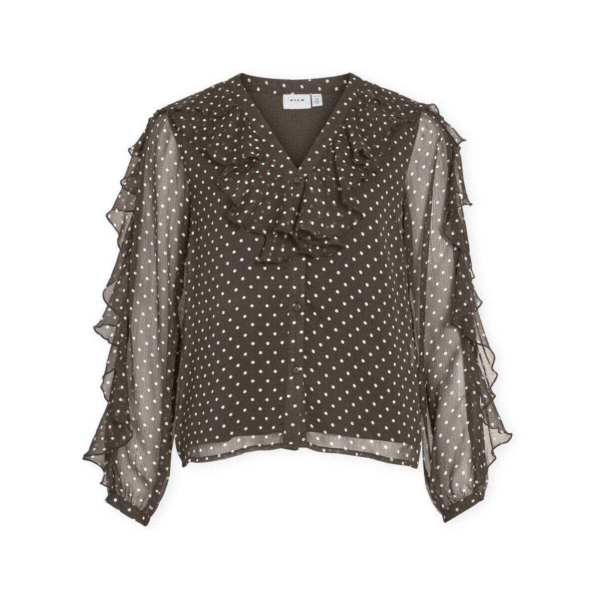 Vila  Top Harley - Chocolate Brown/White  Hnědá