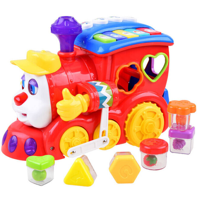 Interaktivní lokomotiva se světlem a barevnýma kostkama
