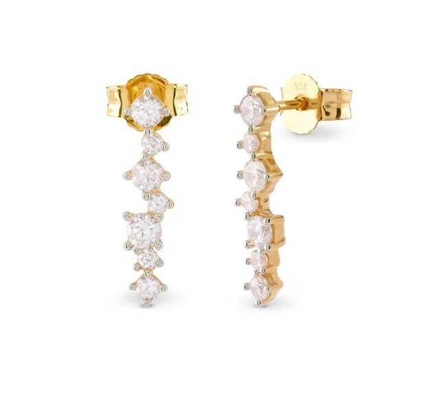 Guess Pozlacené visací náušnice s kubickými zirkony Jardin JSBE04490JWYGT/U