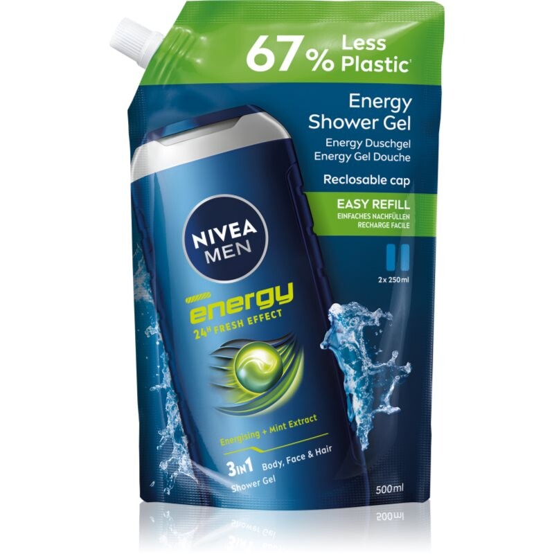 NIVEA MEN Energy sprchový gel pro muže – náhradní náplň 500 ml