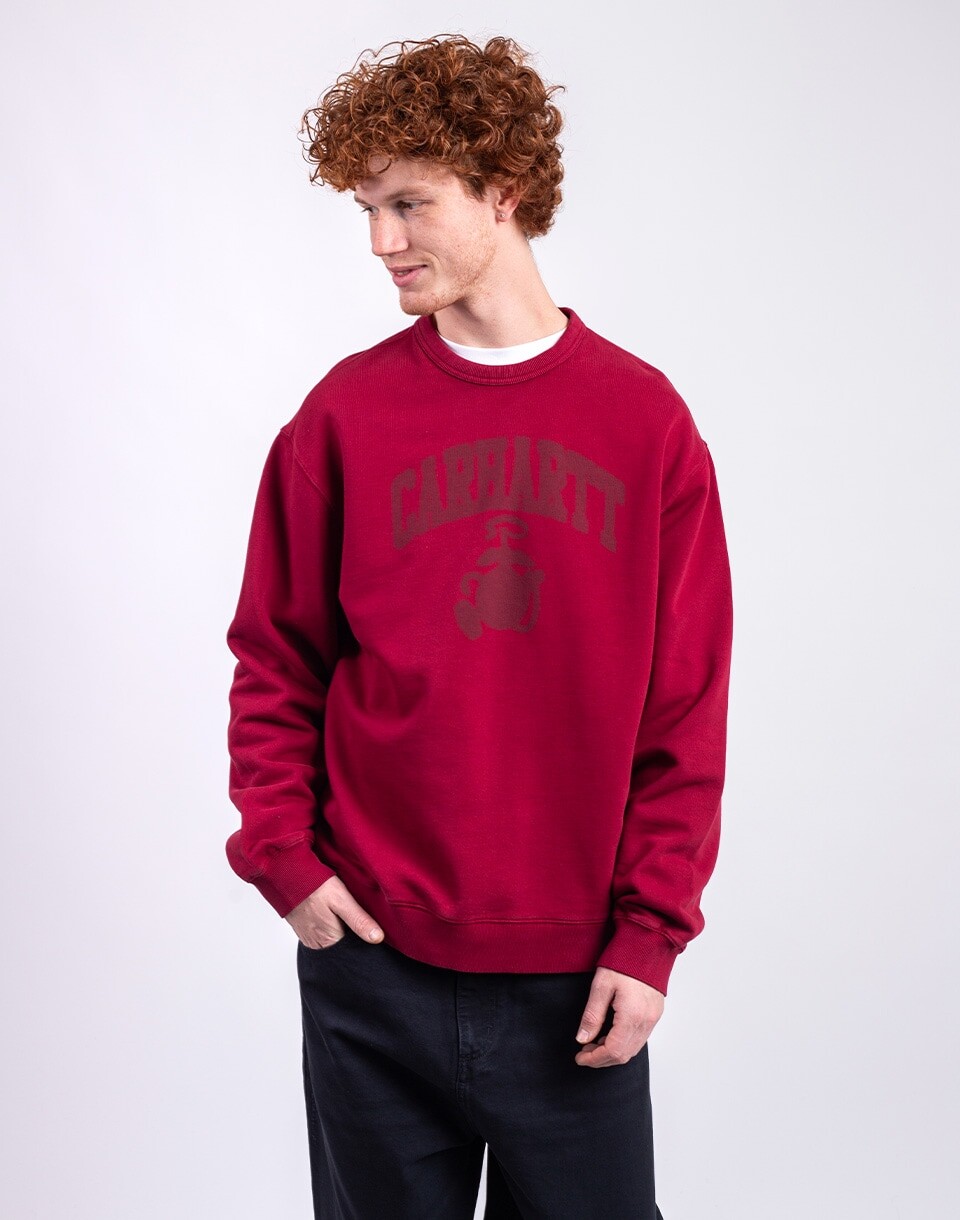 Carhartt WIP Faded Pond Corps Sweatshirt Marsala heavy stone wash XS