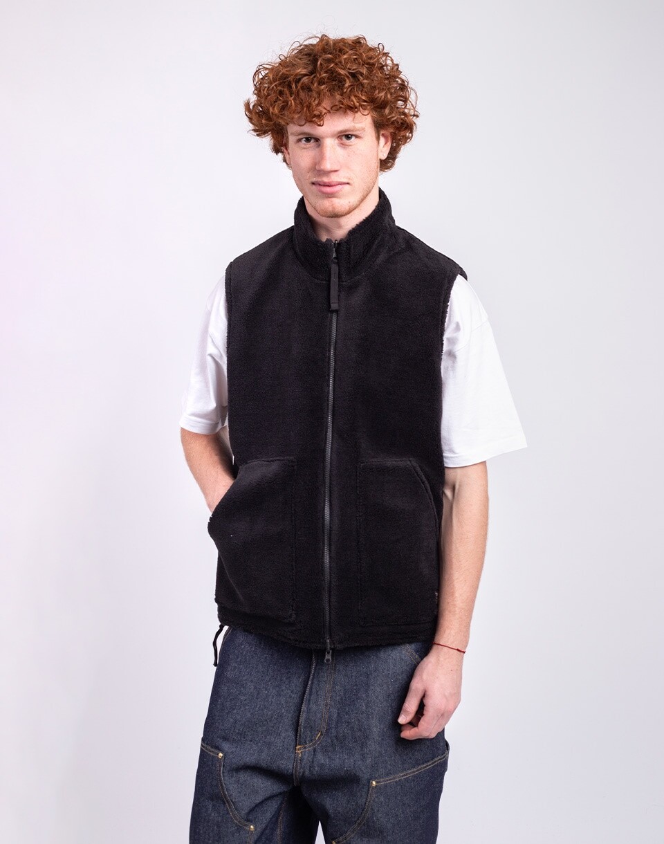 Taion Non Down Military Reversible Boa Hi Neck Vest BLACK×BLACK XS