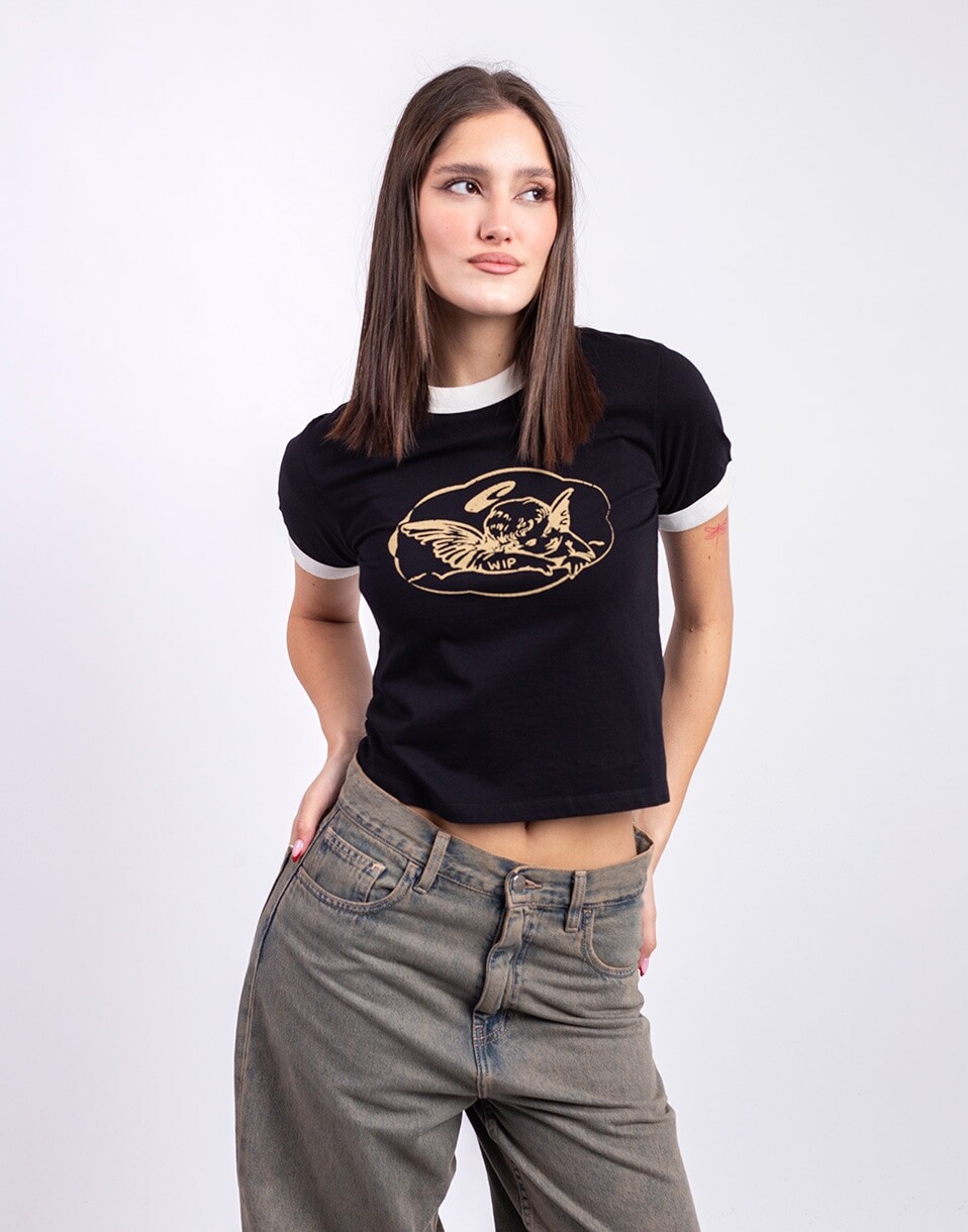 Carhartt WIP W' S/S Reminiscing Ringer T-Shirt Black heavy stone wash XS