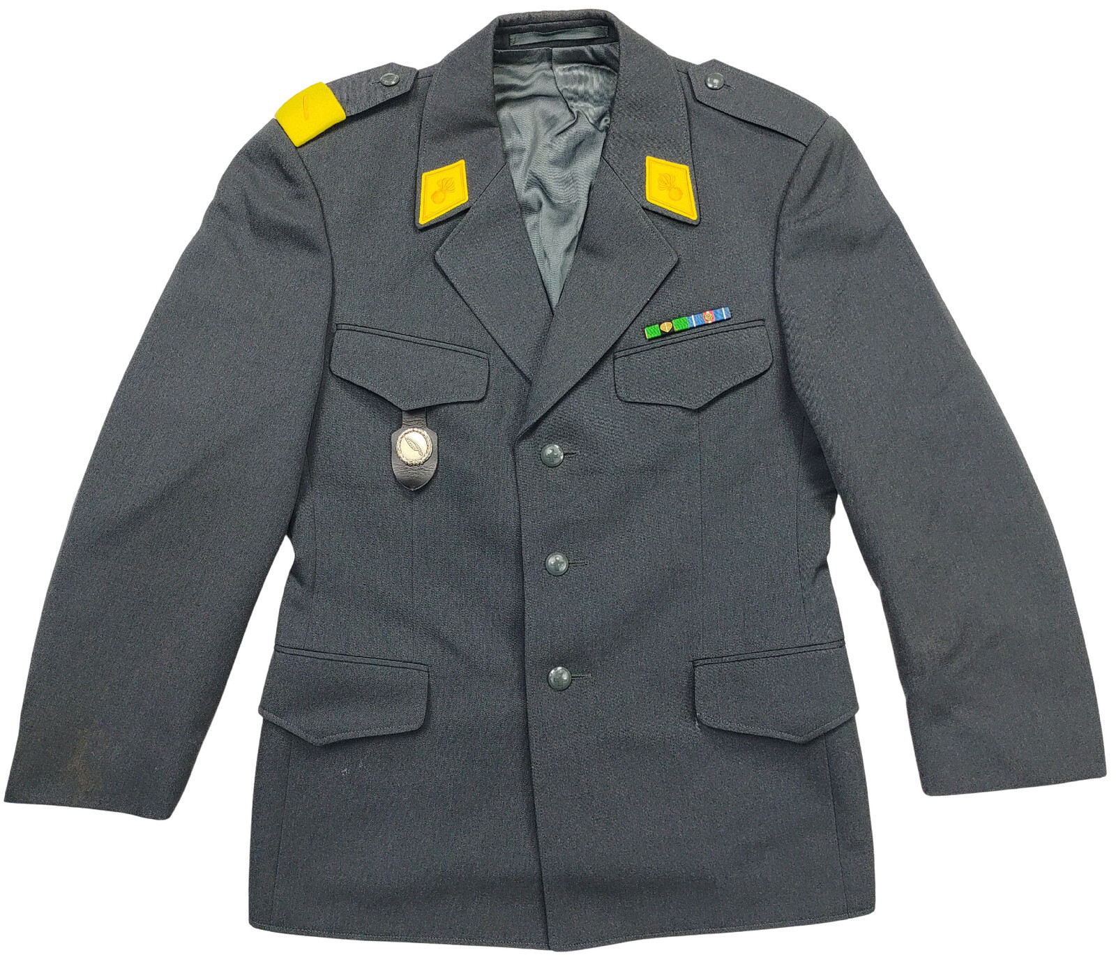 Sako vlněné s nášivkami šedé Švýcarsko originál Velikost: 96B