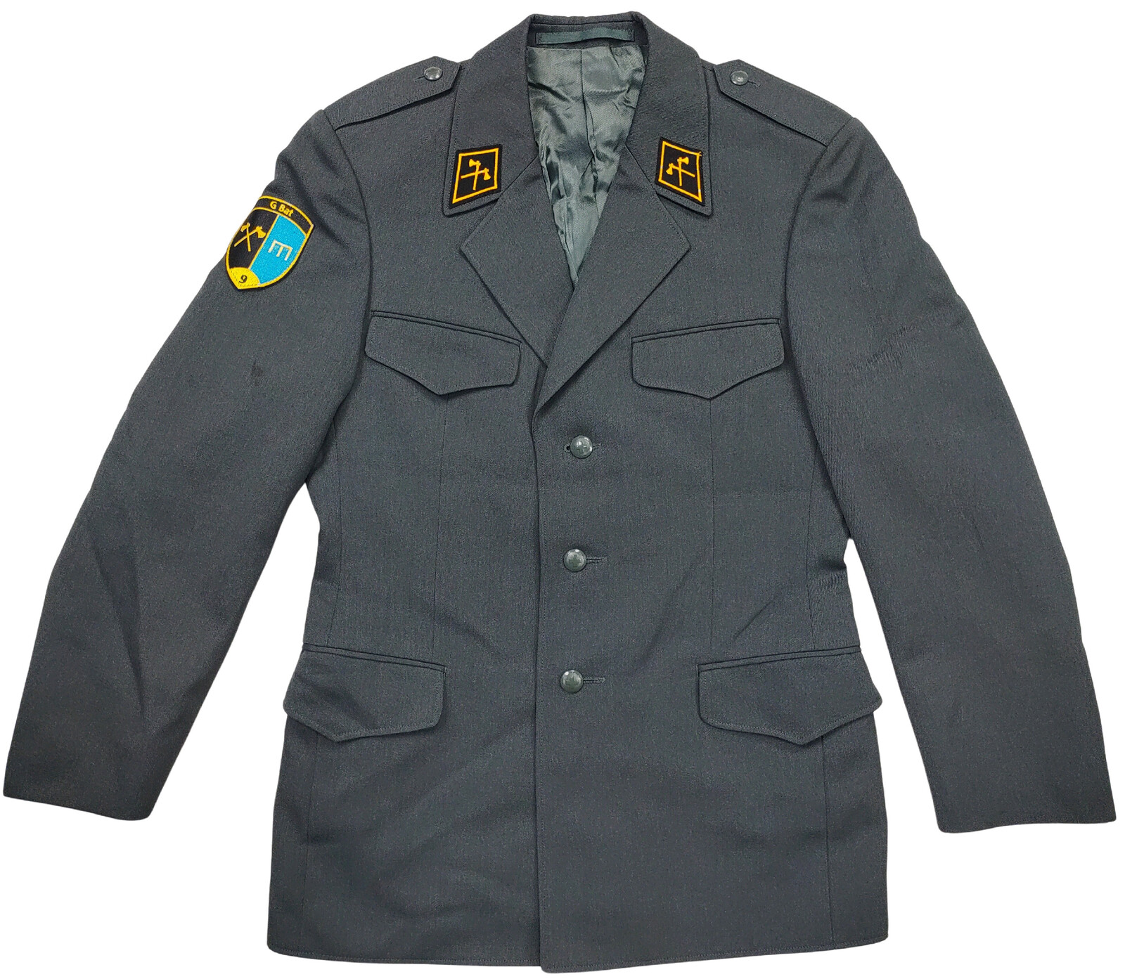 Sako vlněné s nášivkami šedé Švýcarsko originál Velikost: 96A