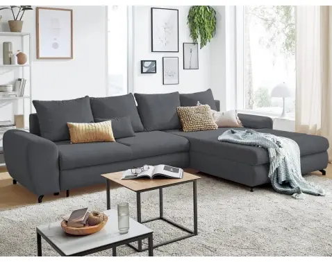 Rohová sedací souprava Yoko, tmavě šedá látka
