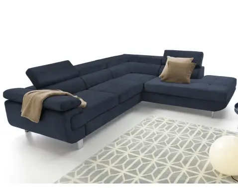 Rohová sedací souprava Lotos, temně modrá látka, pravý roh