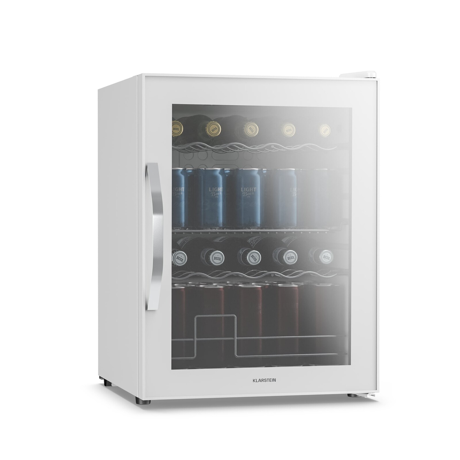 Klarstein Chladnička na nápoje Beersafe se zrcadlovými skleněnými dveřmi | 64 x 48 cm | 85 W | 60 litrů | Bílá