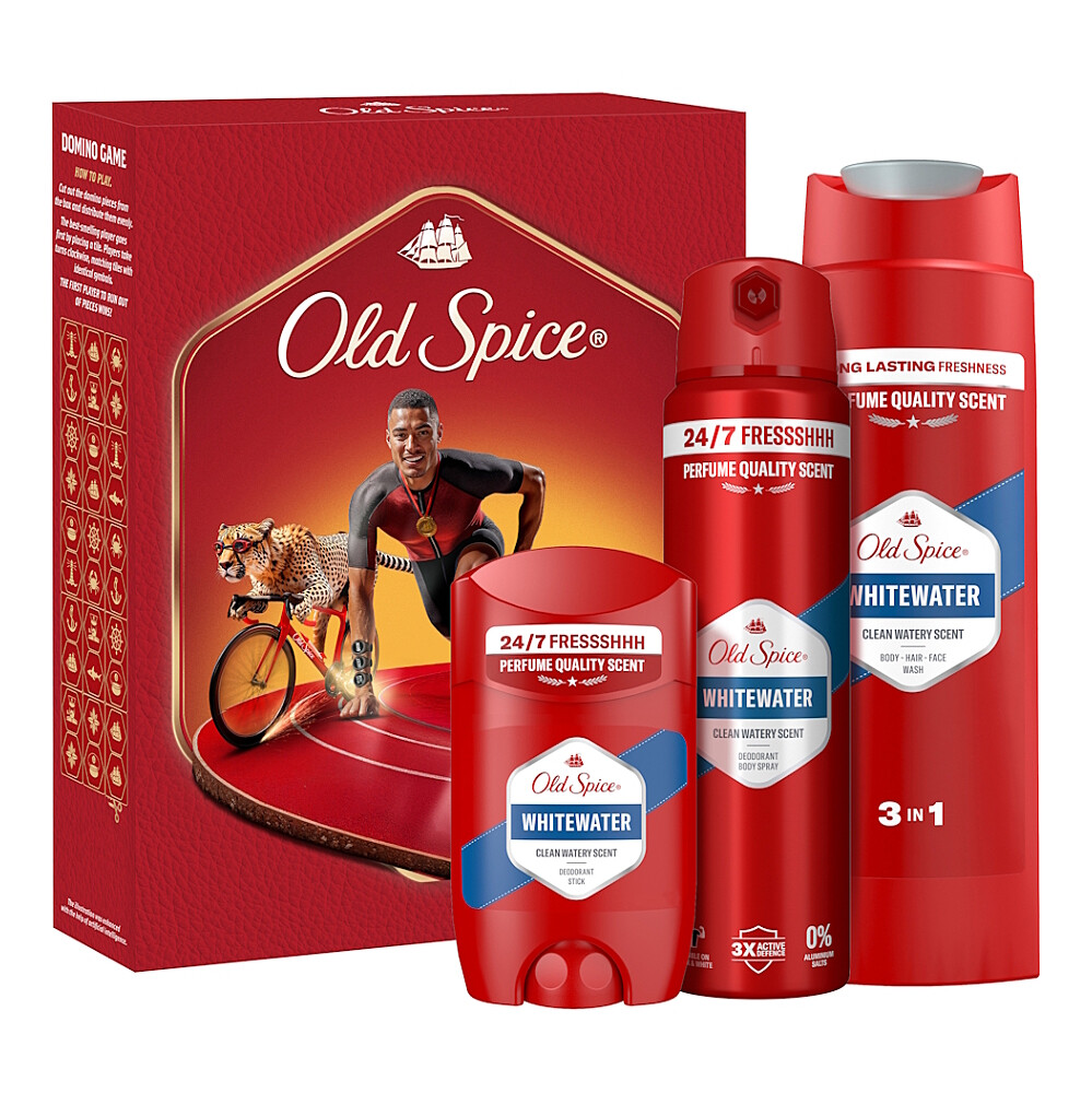 OLD SPICE WhiteWater Xmas Dárková sada s hrou Domino 3 kusy, poškozený obal