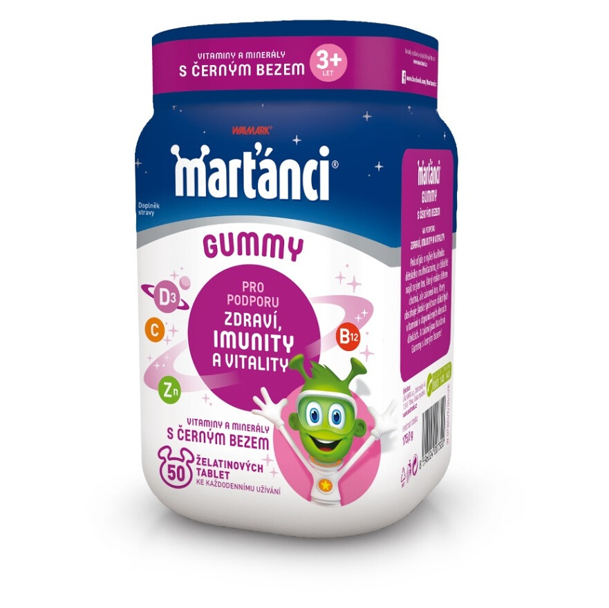 WALMARK Marťánci Gummy 20 mg Černý bez 50 kusů, poškozený obal