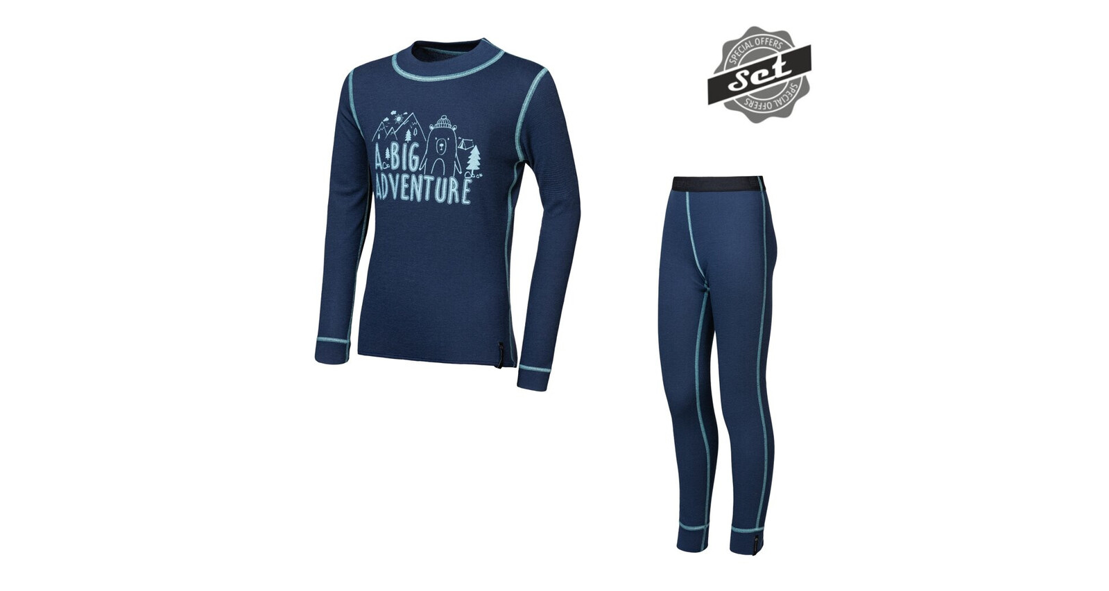 SENSOR DOUBLE FACE SET ADVENTURE dětský triko dl.rukáv + spodky deep blue -120