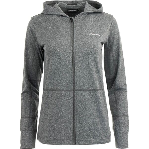ALPINE PRO AHERTA Dámská funkční mikina s kapucí, šedá, velikost
