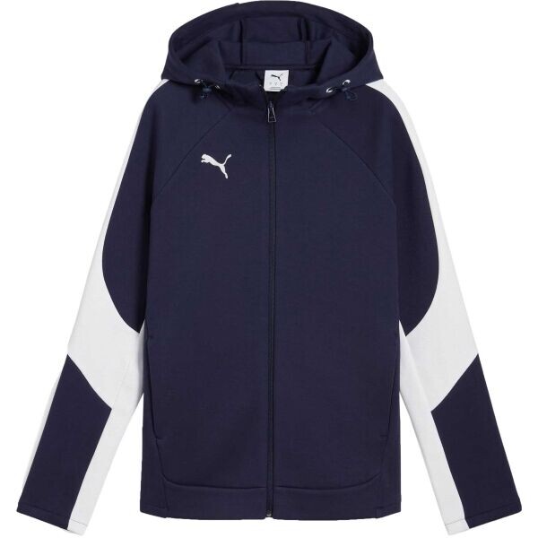 Puma TEAMEVOSTRIPE HOODED JACKET W Dámská sportovní bunda, tmavě modrá, velikost