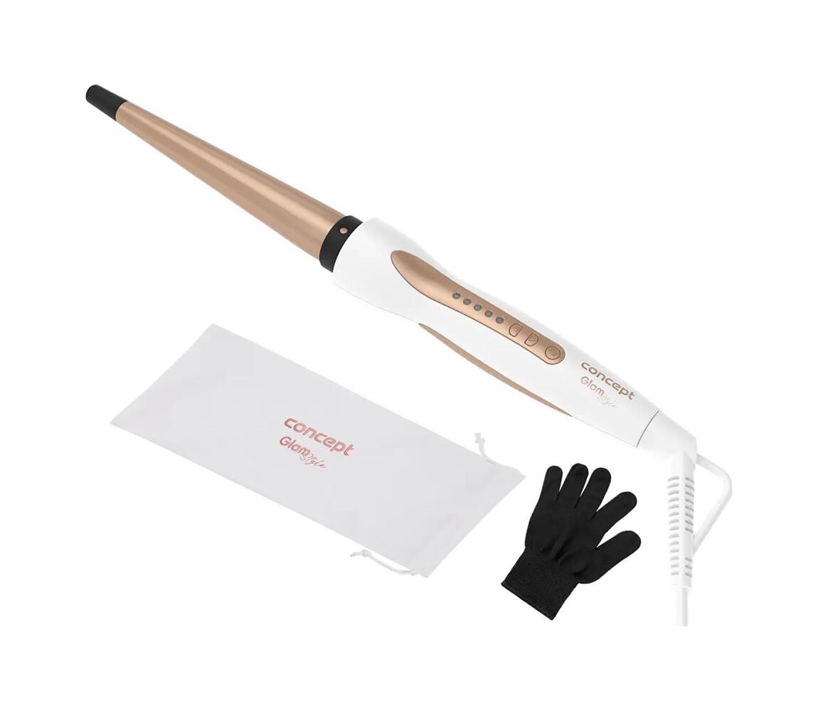 Concept KK2125 - Kónická kulma na vlasy GLAM STYLE 42W/230V bílá/rose gold KK2125