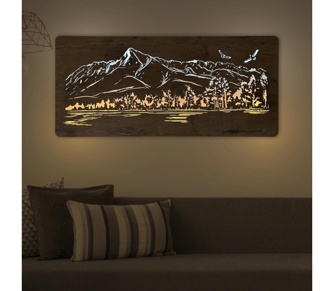 Li-Go 5589/A/DUB2 - LED Nástěnná dekorace LED/10W/5V 30000 mAh 110x50 cm dub 5589/A/DUB2