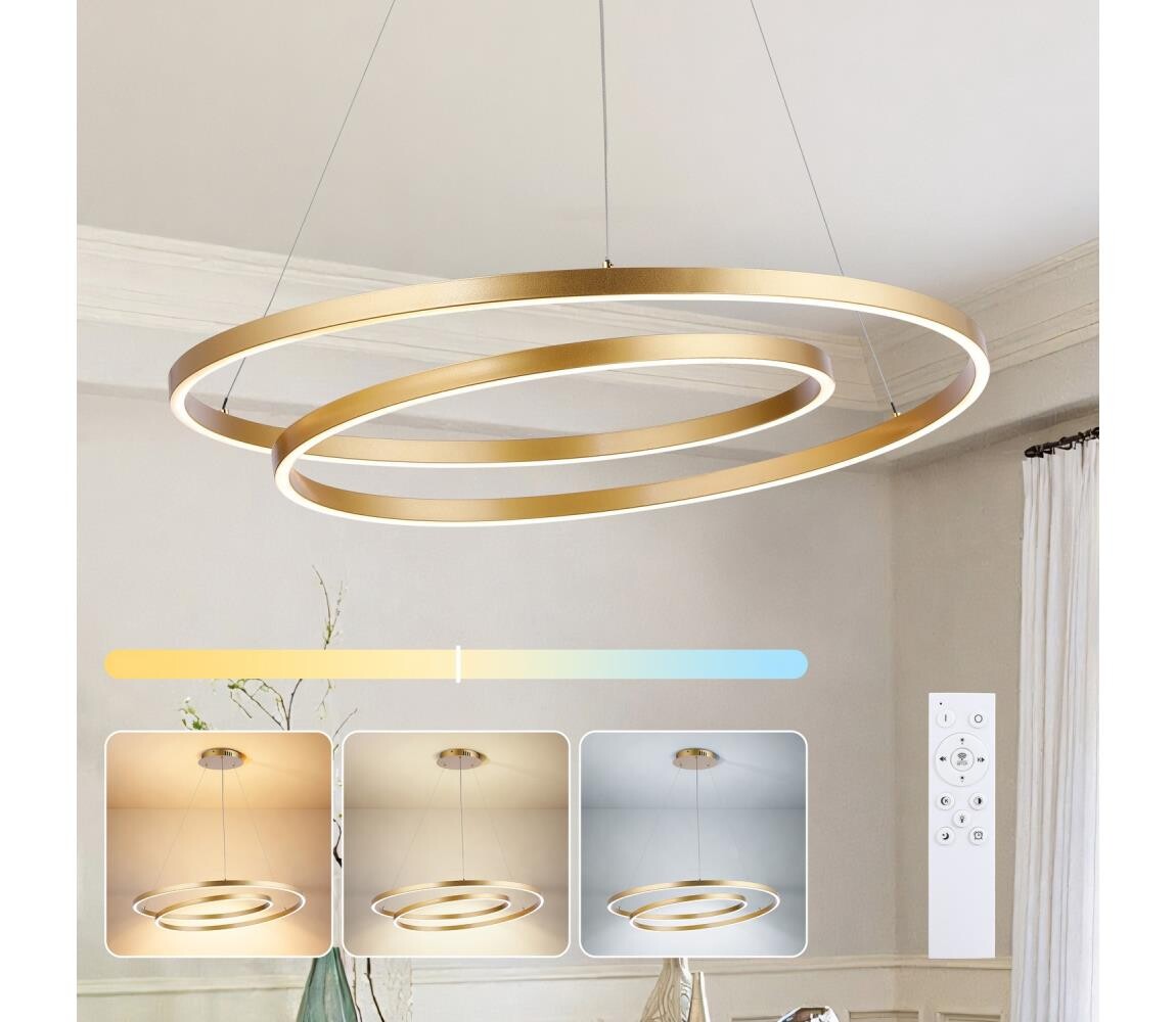 Brilagi-LED Stmívatelný lustr na lanku TWISTER LED/105W/230V pr.100 cm zlatá+DO BRI484