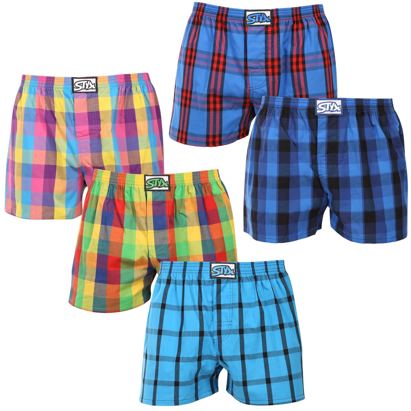 5PACK pánské trenky Styx klasická guma nadrozměr vícebarevné (5E0112345) 4XL, trenýrky