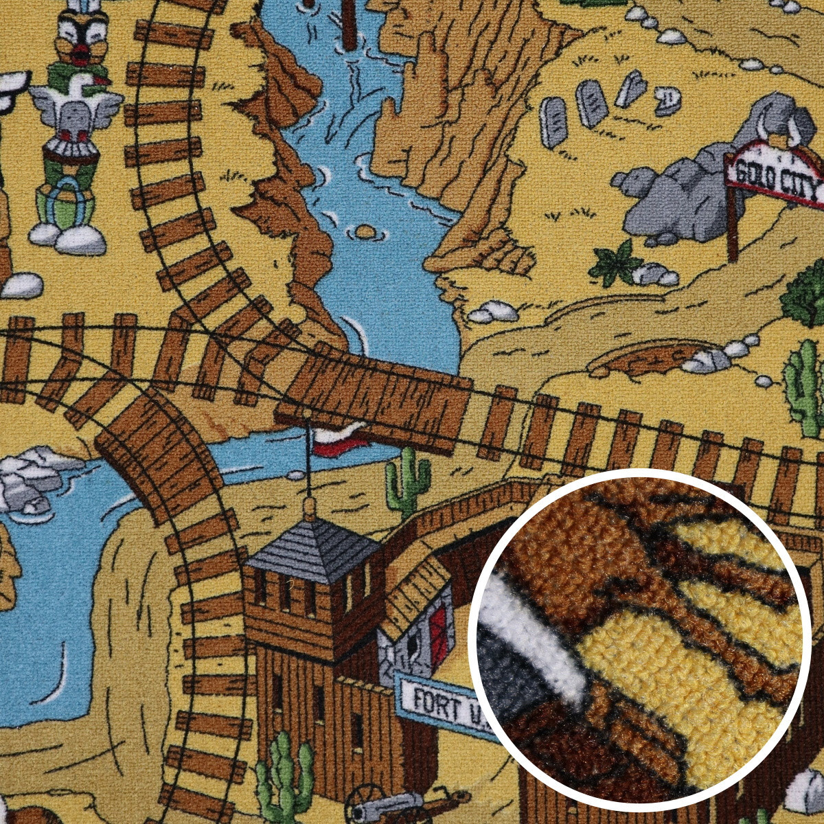 AKCE: 270x400 cm Dětský kusový koberec Western - obšitý ze všech stran, šíře, vícebarevná, filc, dětský pokoj, AladinWorld Expres