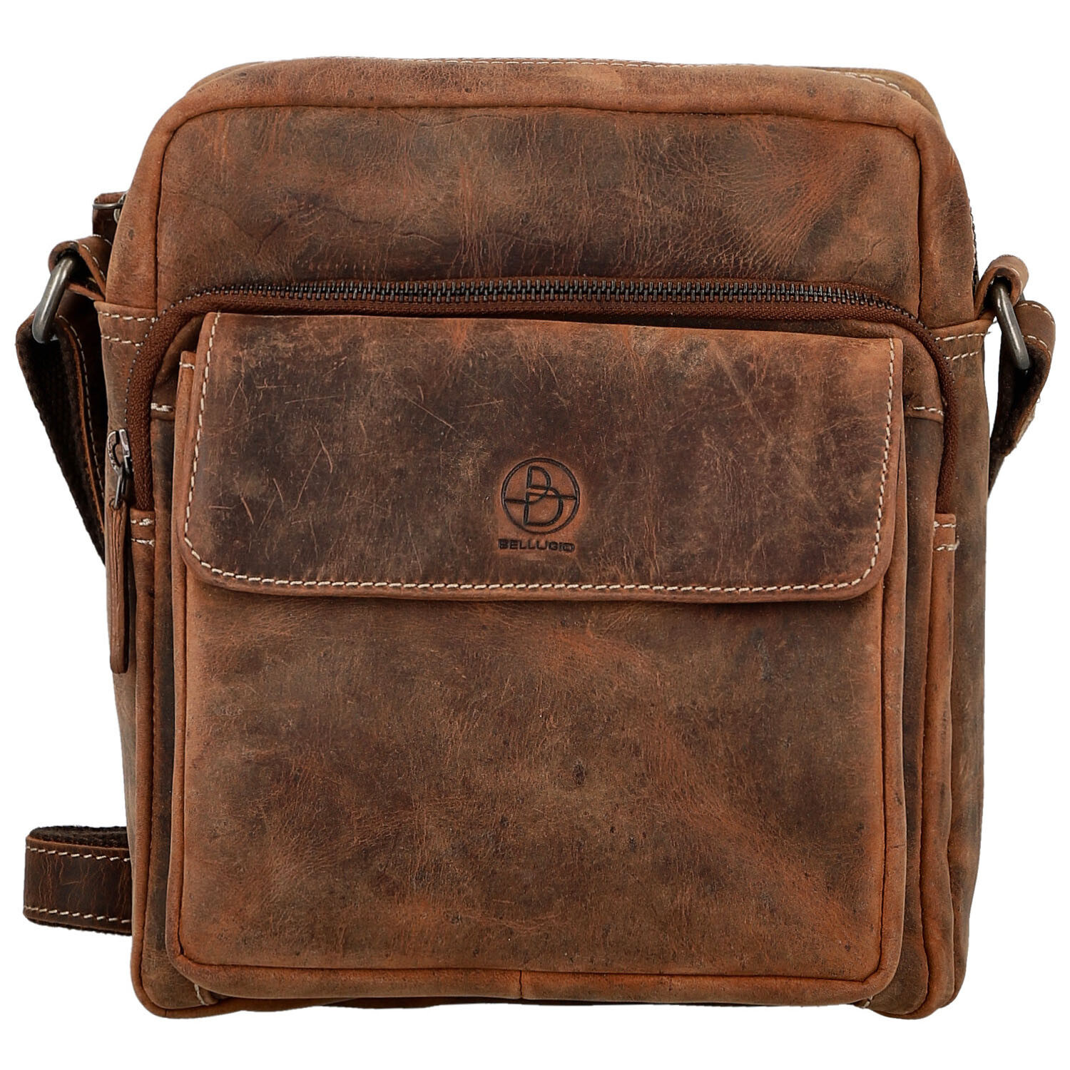 Pánská kožená crossbody taška hnědá - Bellugio Kalei hnědá