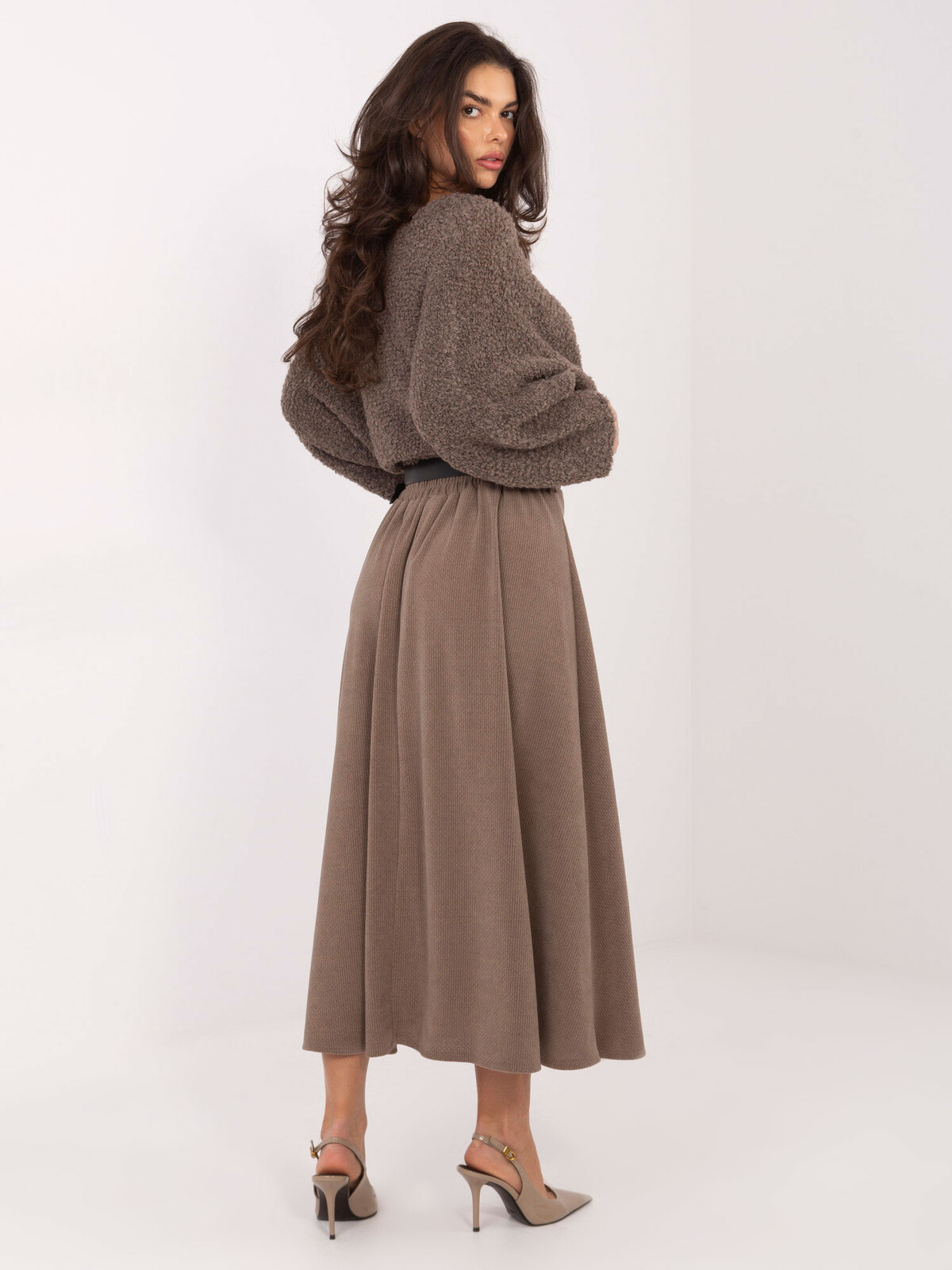 Maxi sukně v tmavě béžové barvě