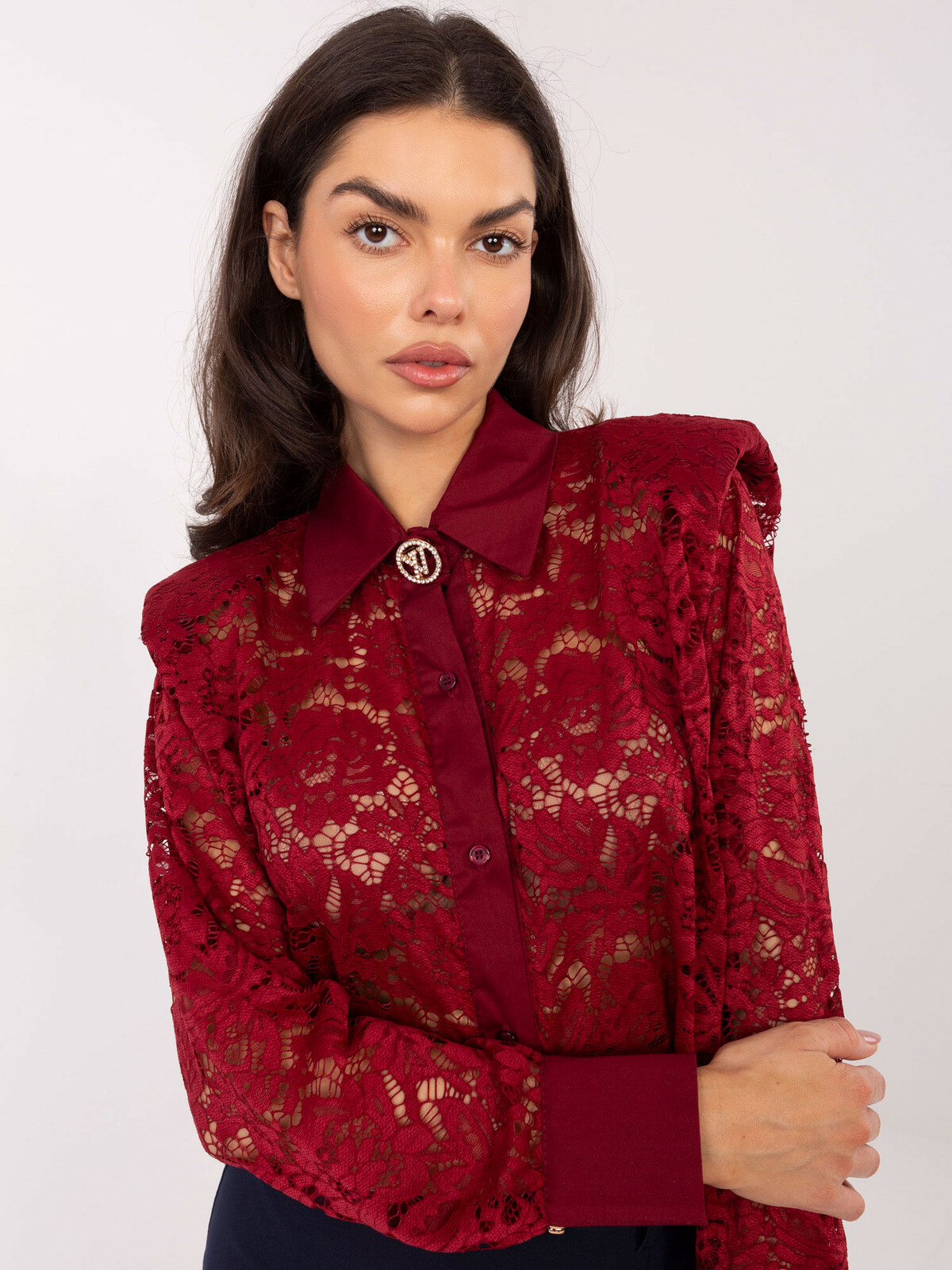 Krajková halenka v burgundy barvě