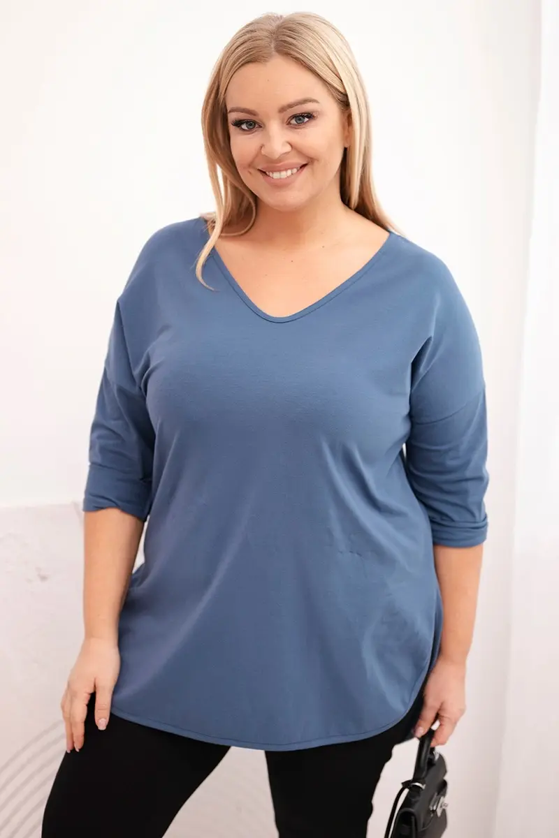 Plus size dámská halenka s V-výstřihem
