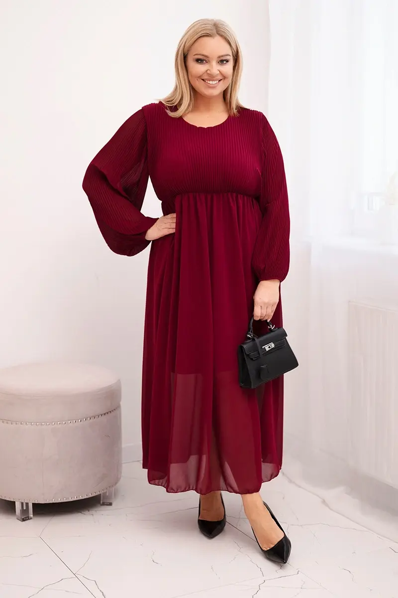 Plus size plisované šaty z viskózy