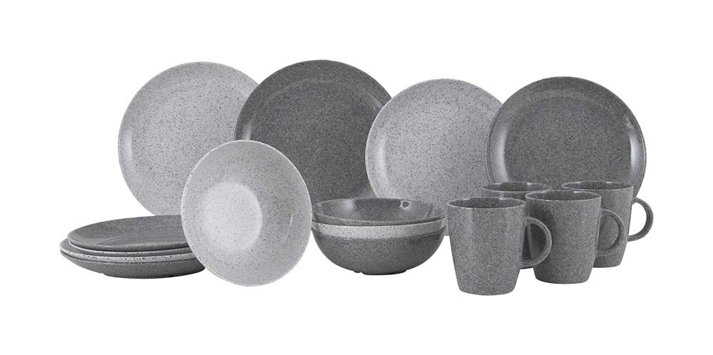 Melaminové nádobí šedé - 16 ks