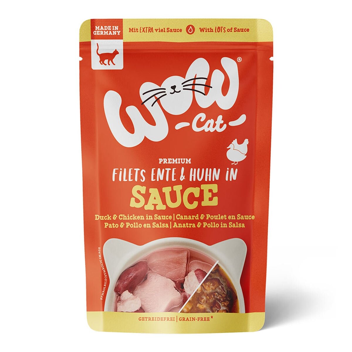 WOW CAT filety kachna & kuře v omáčce 8x85 g