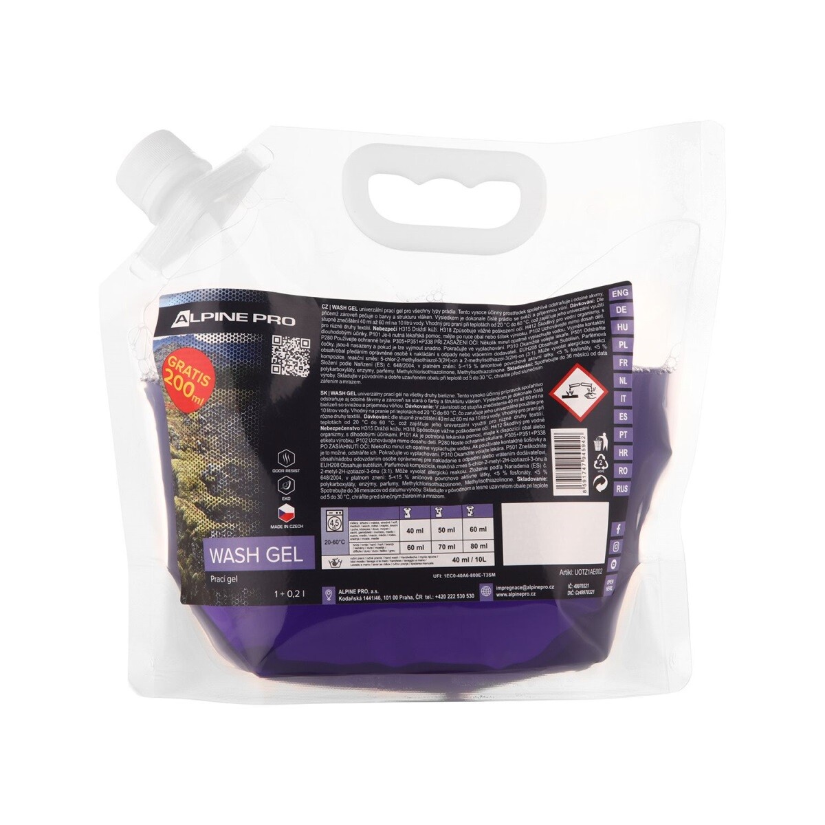 Prací gel pro oudoorové a funkční oblečení alpine pro wash gel  1000 ml