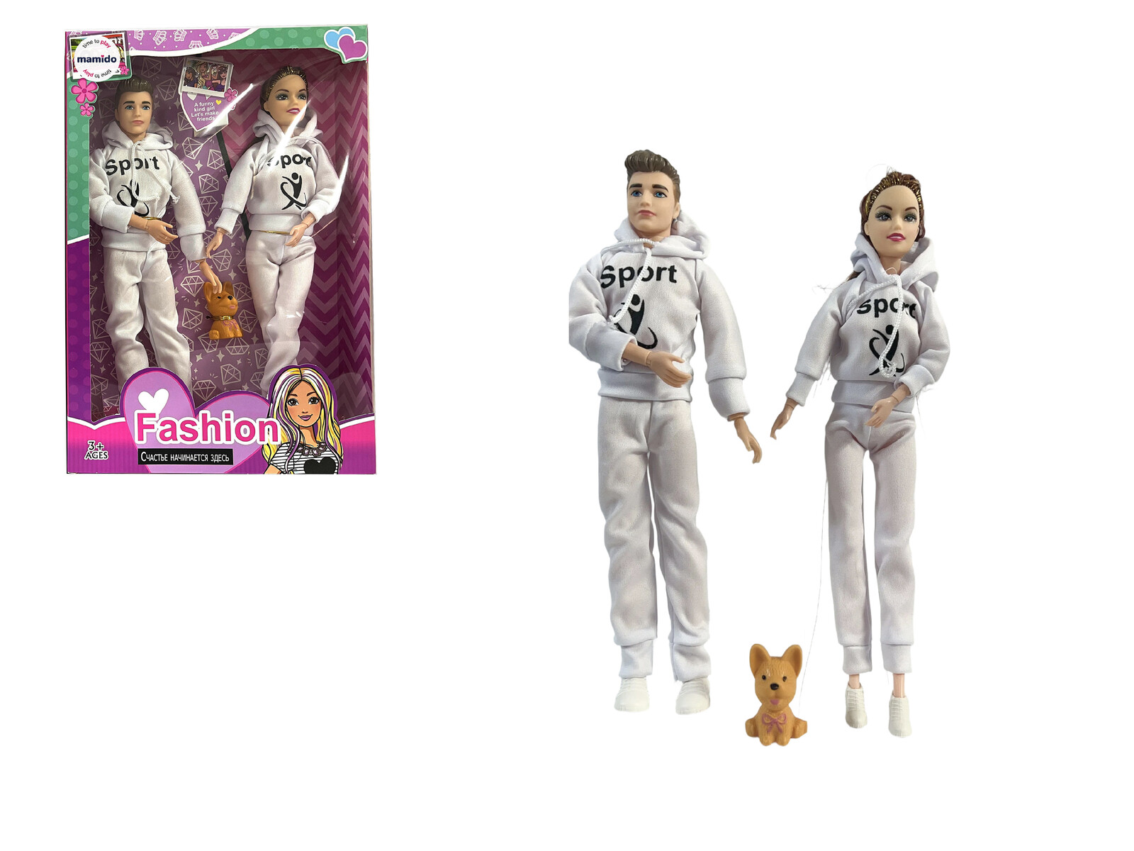 Mamido Panenky Fashion Couple s pejskem, sportovní pár bílá MT1192