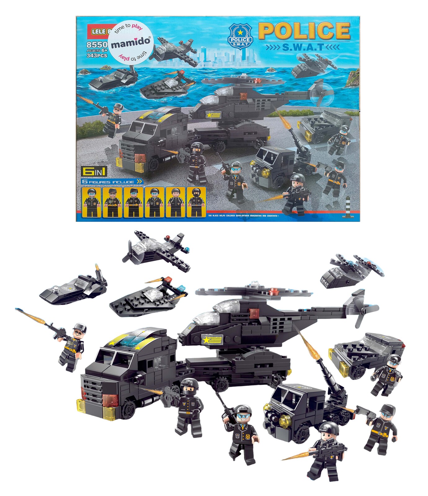 Mamido Stavebnice policejní vůz SWAT Police 6v1 343 dílů MT1125