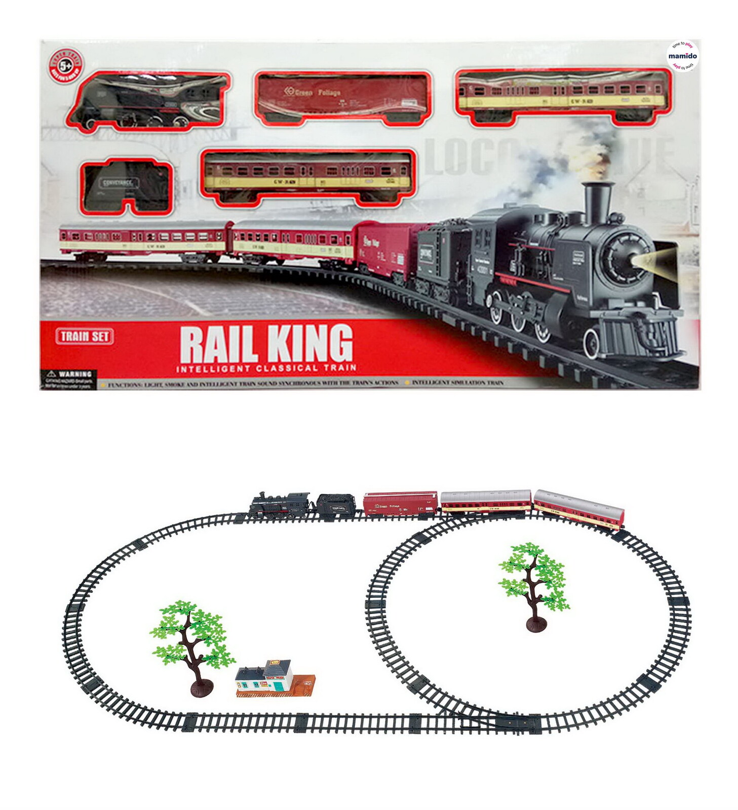 Mamido Velká vláčkodráha se světlem, hudbou a kouřem MT1566