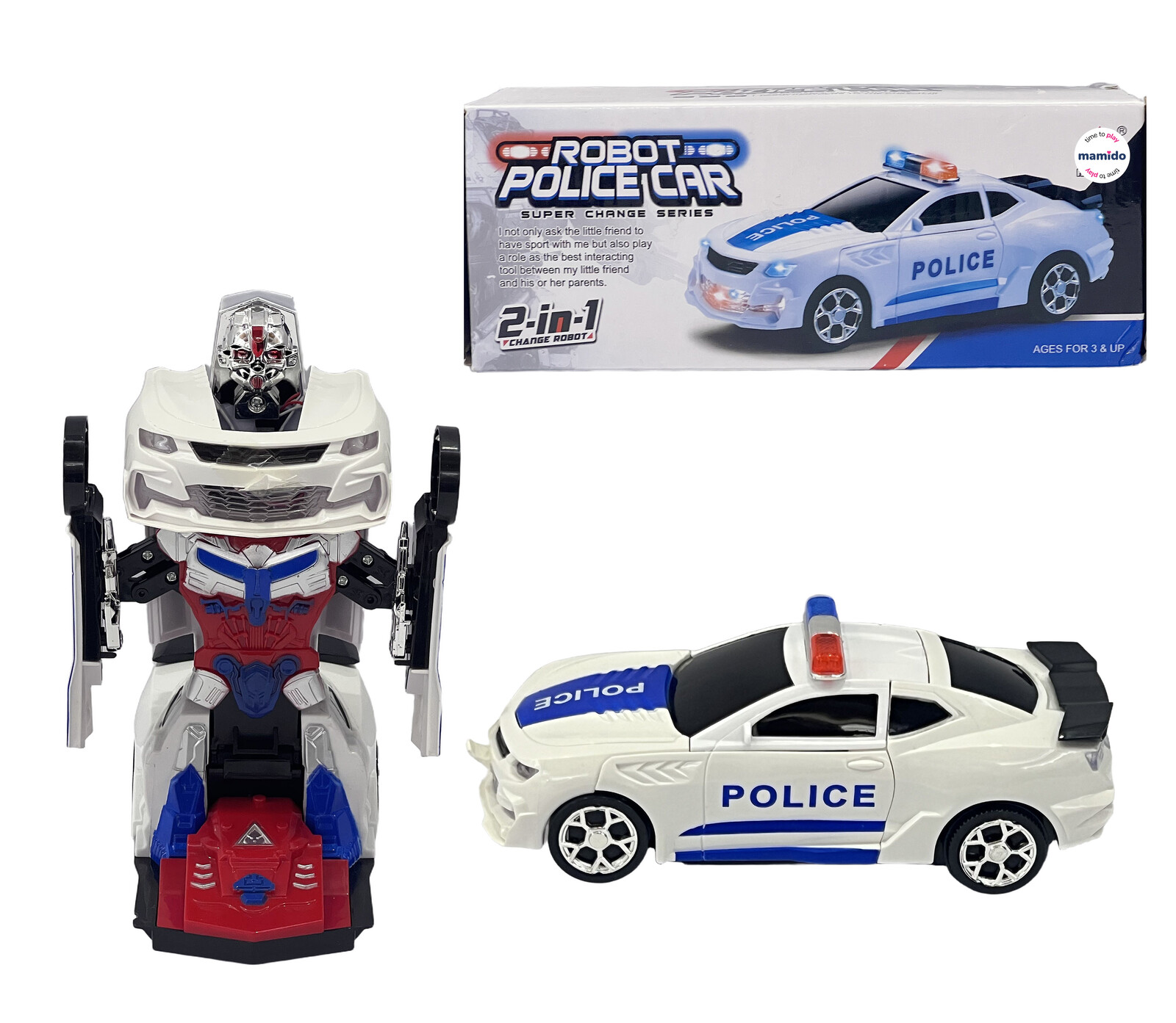 Mamido Policejní auto Robot Transformers 2v1 Robot Police Car MT1548