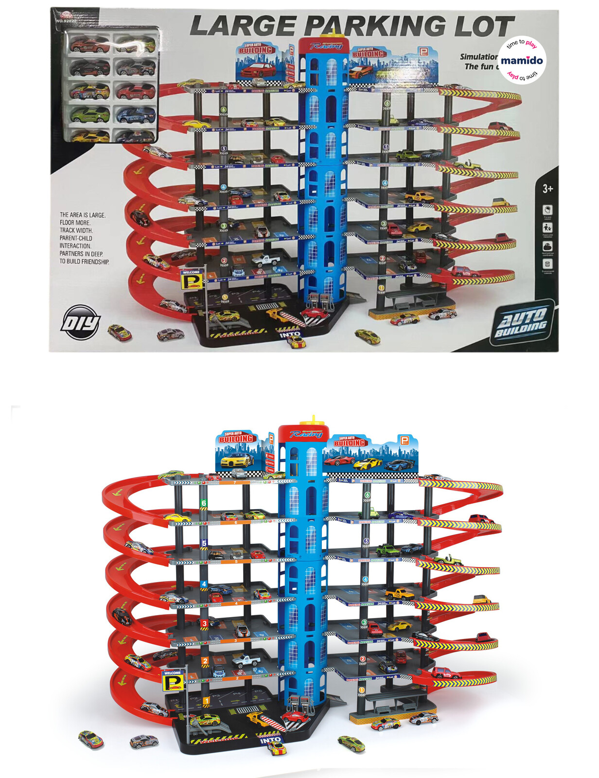 Mamido Velká vícepatrová garáž pro auta s dráhou a autíčky Mega XXL MT1170