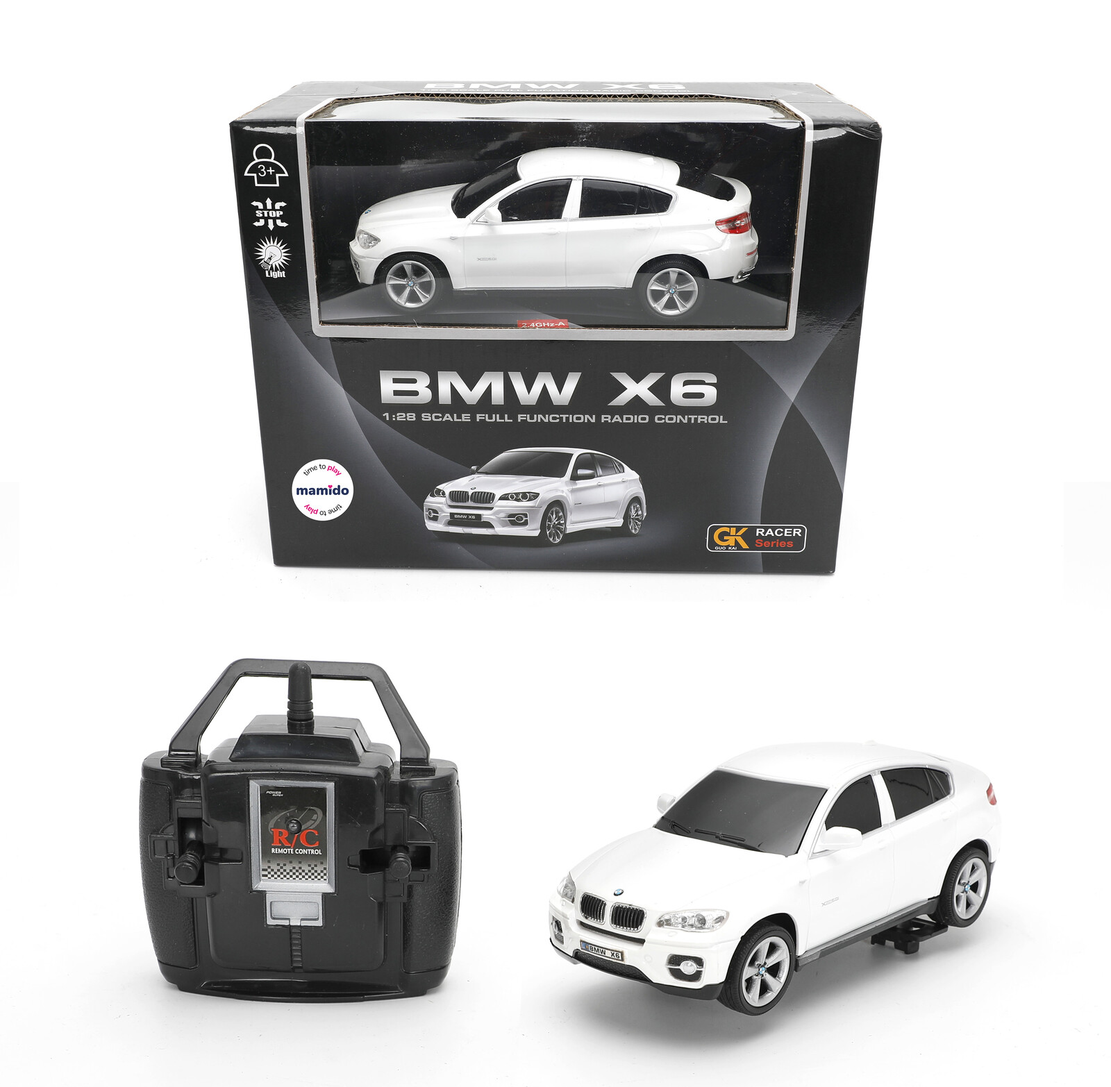 Mamido Autíčko na dálkové SUV BMW X6 1:28 se světly bílé RC