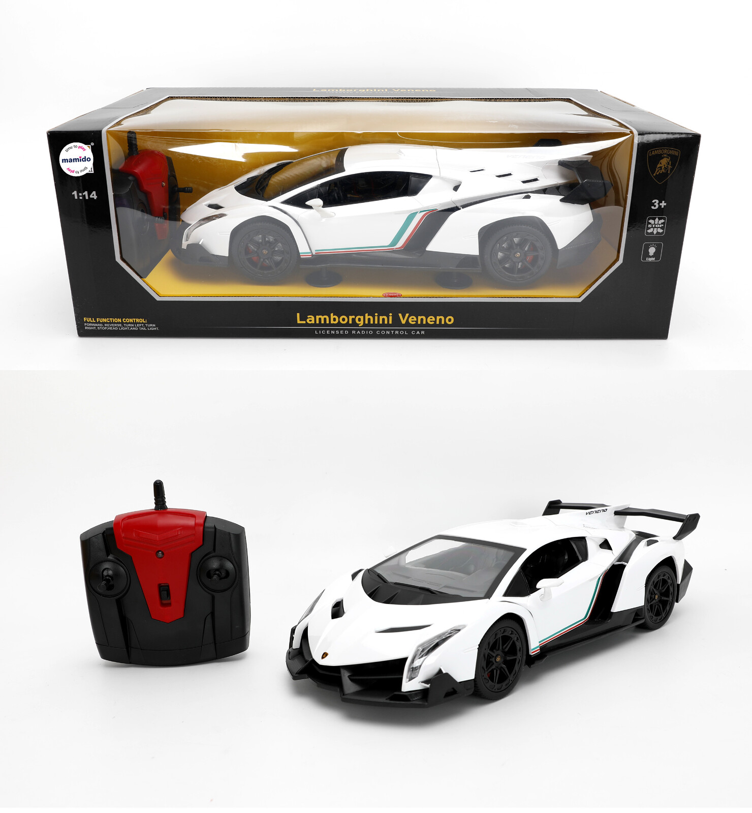 Mamido Autíčko na dálkové Lamborghini Poison 1:14 se světly bílé RC