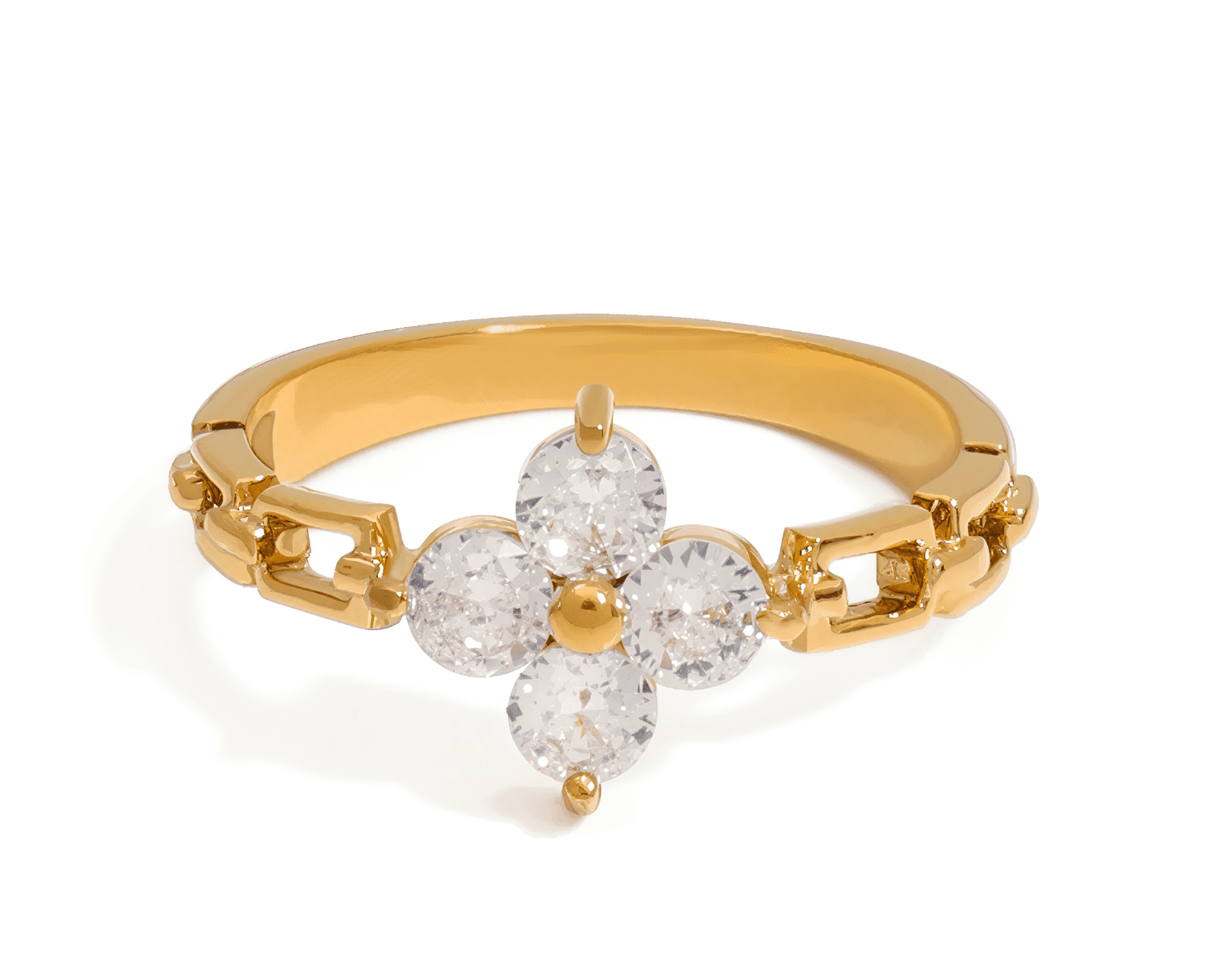 ELENYS Clover – pozlacený prsten 18K žluté zlato Velikost: 7 (EU: 54-56)