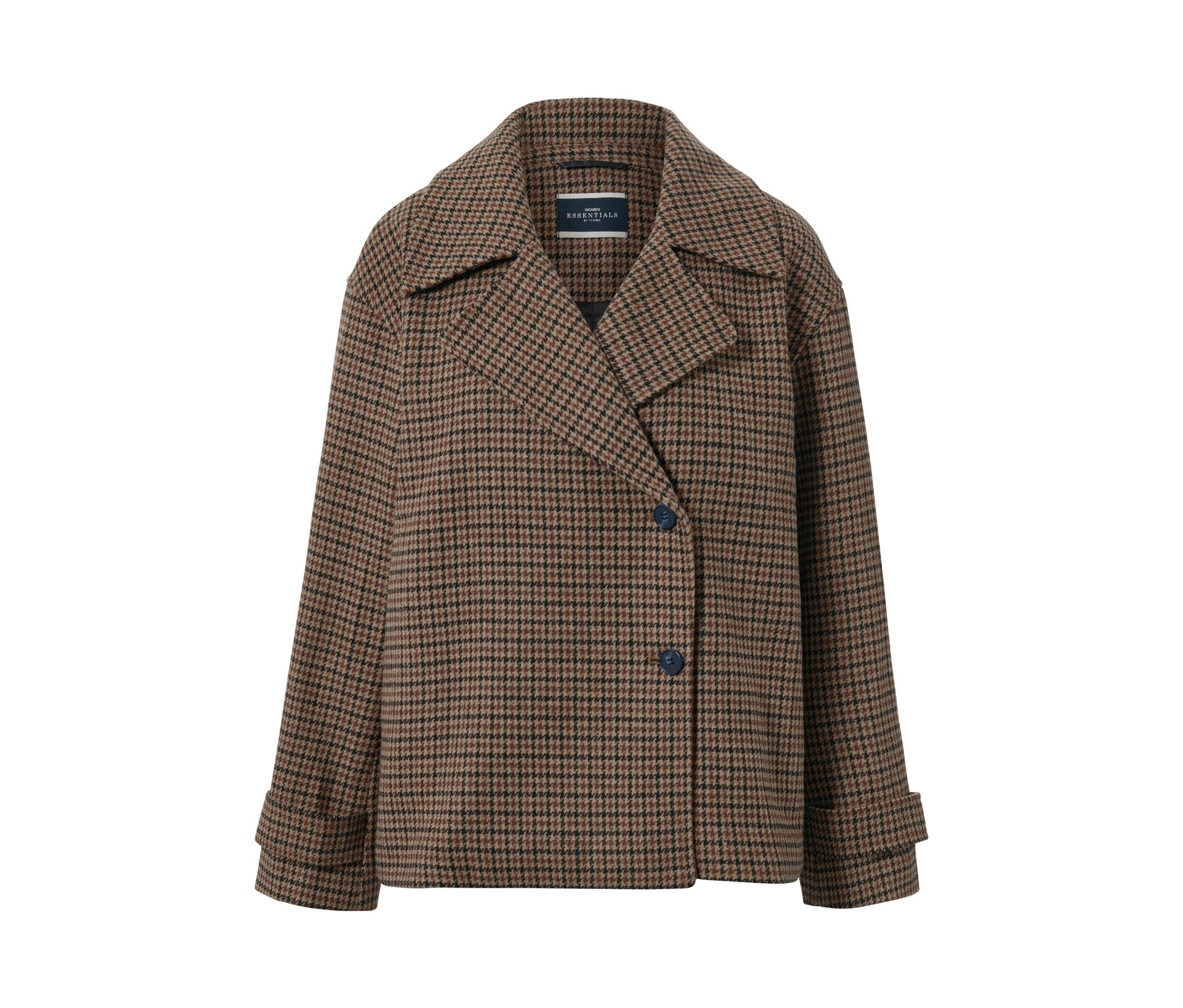 Tchibo - Kostkovaný kabátek s vlnou - pro ženy - vel. 38 - barva: modrá/kostkovaný