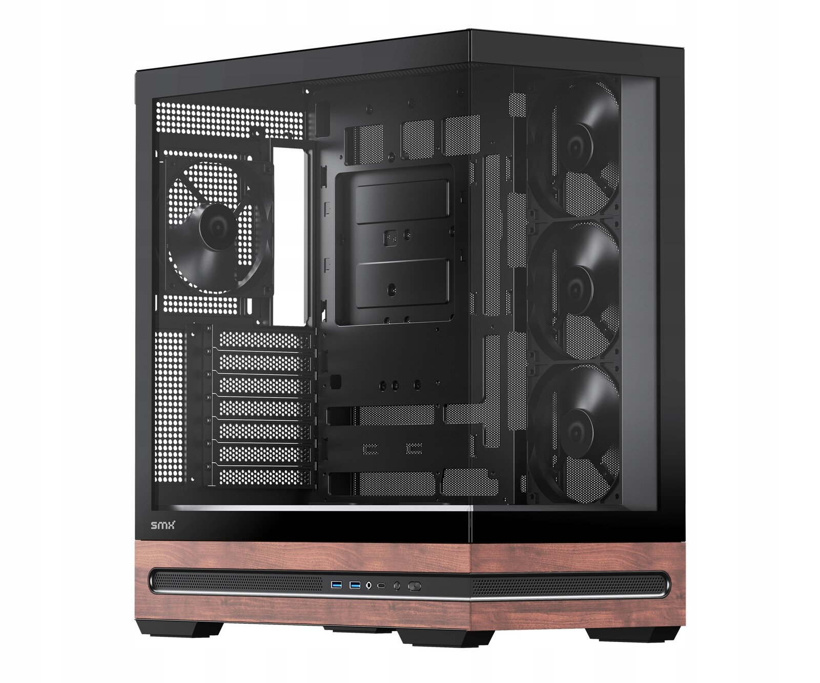 Počítačová Skříň Smx Capsule Midi Tower černý Dřevo 4x120MM