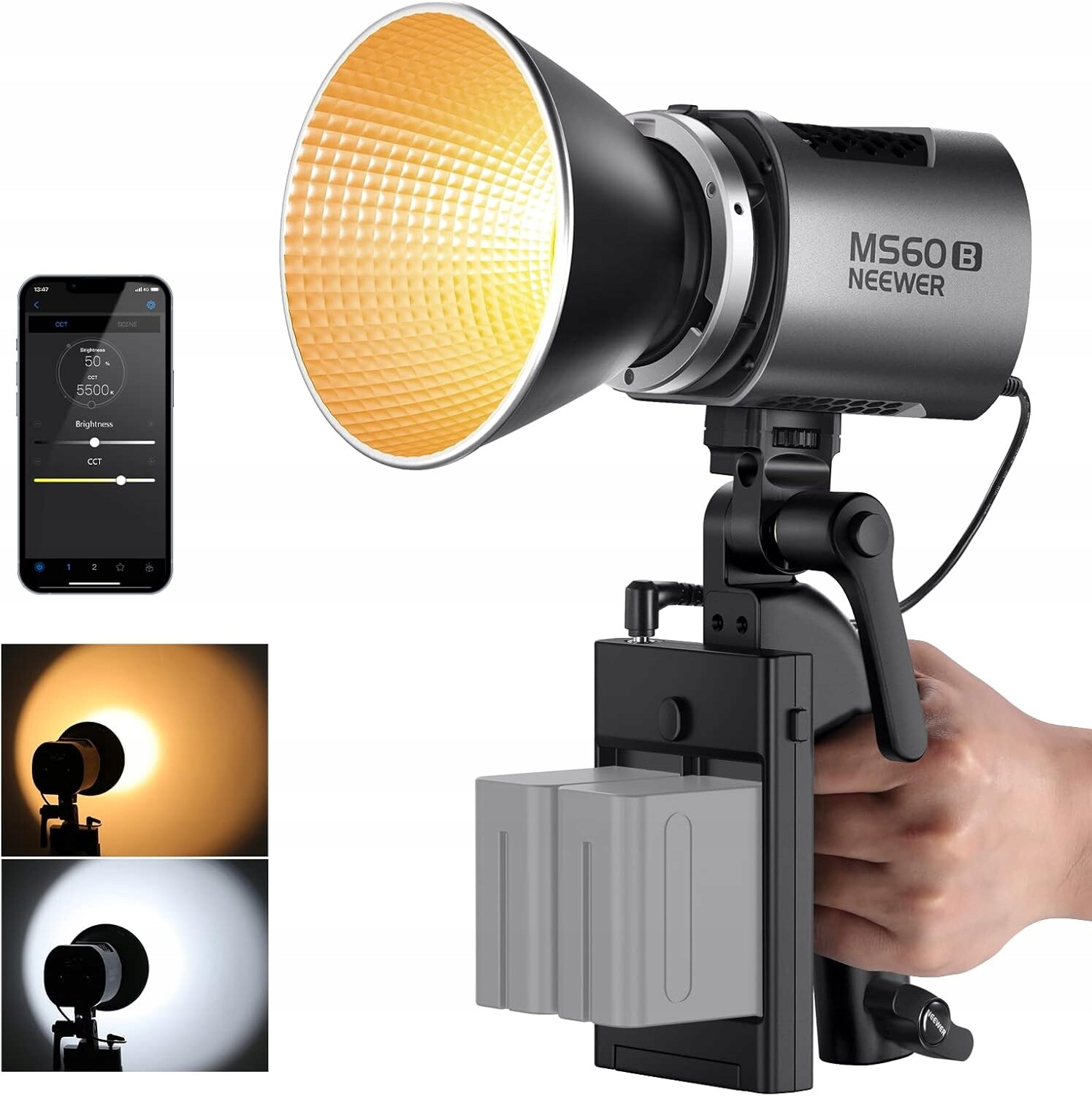 Led video lampa ovládání 2.4G/APP 65W kovová Neewer MS60B
