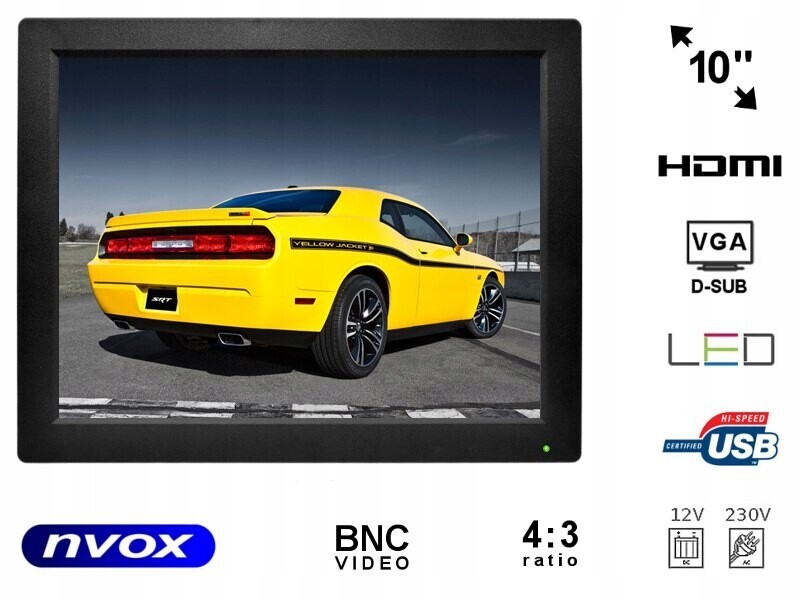 LCD monitor 10 palců Led Vga Hdmi Av Usb Bnc 12