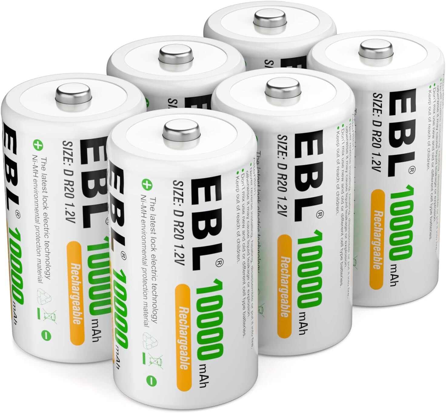 Baterie D R20 1.2V lithium-iontové, dobíjecí, sada 6 Ks