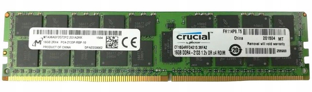 Paměť Micron 16GB DDR4 2133MHz Rdimm Ecc server MTA36ASF2G72PZ-2G1A