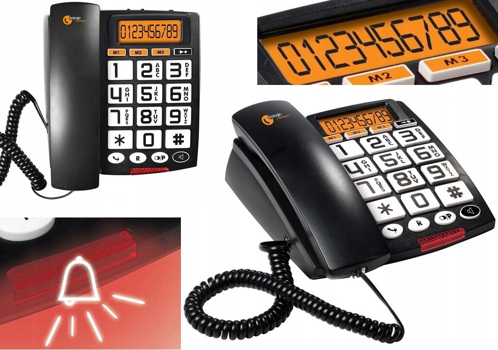 TS-6651 Drátový Telefon Pro Seniora Velké stacionární Číslice tlačítko Alarm