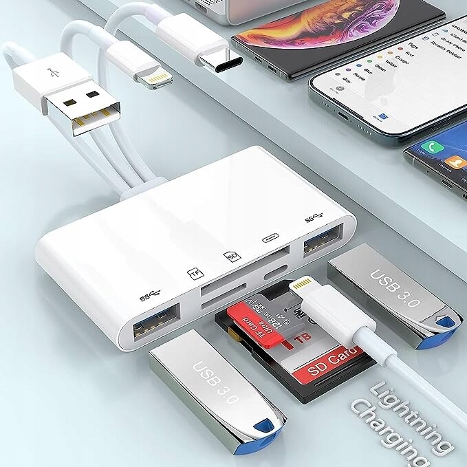 Čtečka karet Micro Sd MMC Usb-c Lightning Usb pro iPad Samsung iPhone 5v1