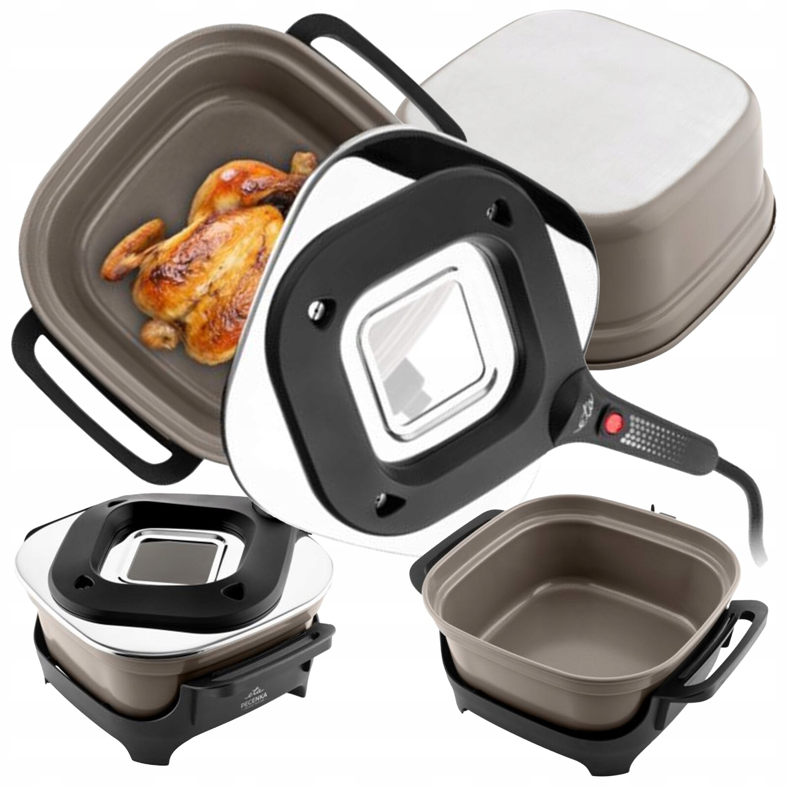 Elektrický Pečicí Hrnec Elektrický Keramický Grilovací Trouba Hrnec 5v1 475W