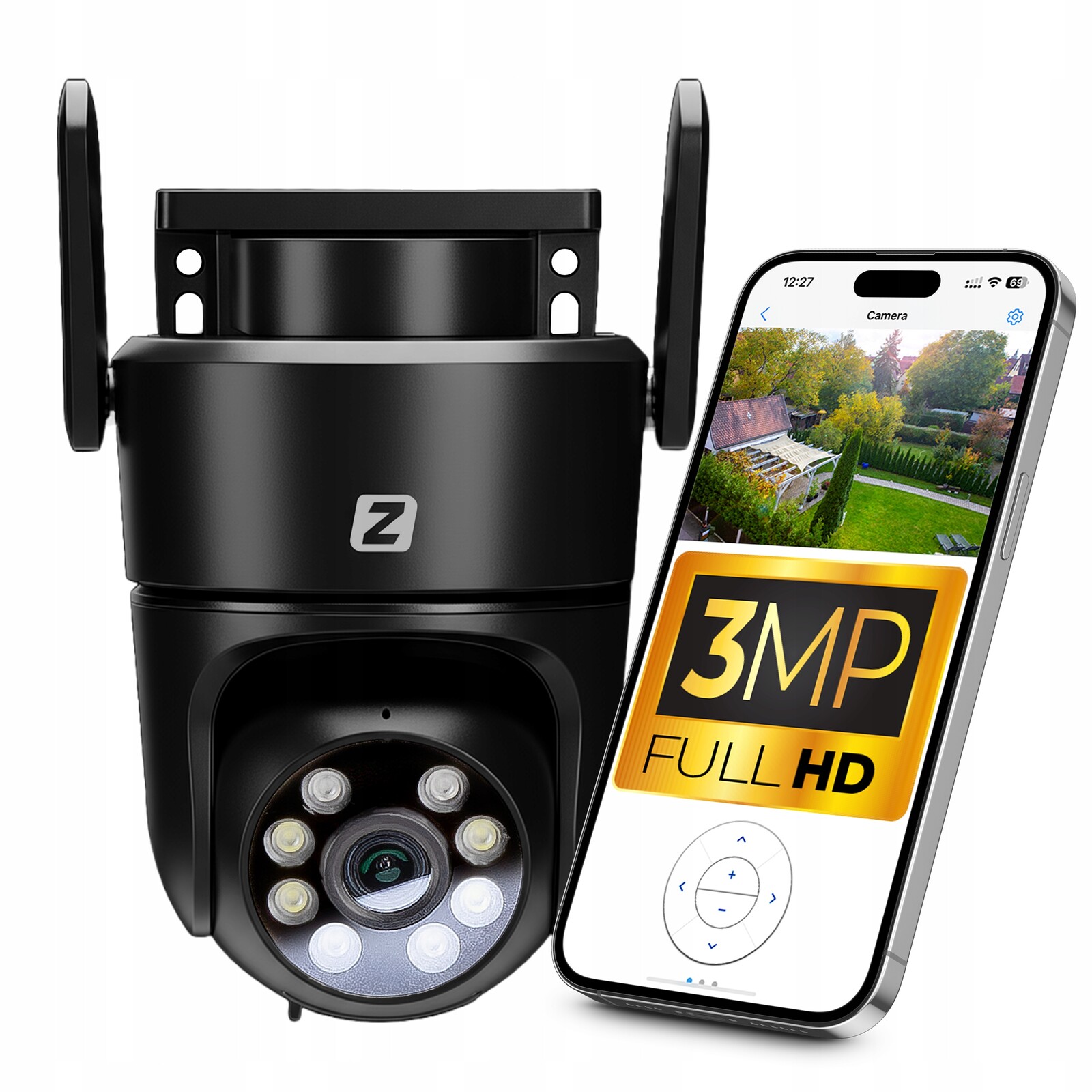 Venkovní Otočná Kamera Ip WiFi 3MPx 4xZOOM Aplikace, Detekce Černá